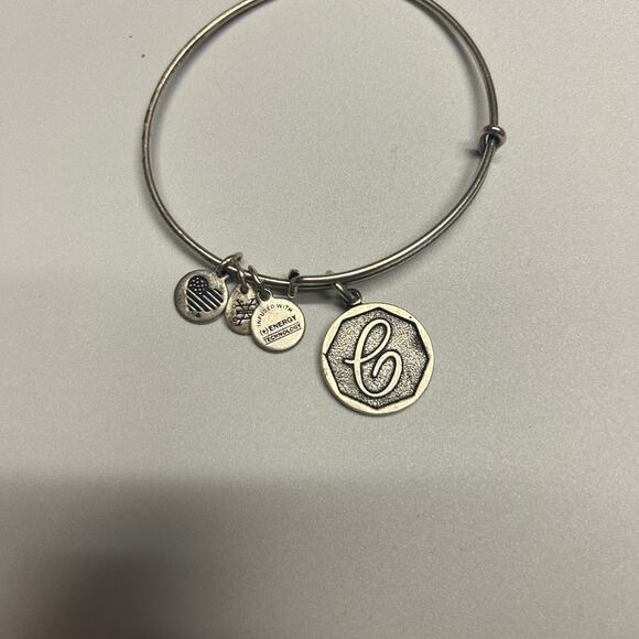 Alex and Ani Silver-Tone Bangle Bracelet 2016 Initial C "C" - Picture 3 of 5